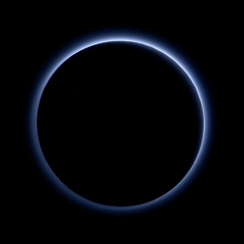 A farewell view of Pluto as the New Horizons spacecraft left the system, catching the Sun's rays passing through Pluto's atmosphere, forming a ring, in 2015.
https://en.wikipedia.org/wiki/New_Horizons A farewell view of Pluto as the New Horizons spacecraft left the system, catching the Sun's rays passing through Pluto's atmosphere, forming a ring, in 2015.
https://en.wikipedia.org/wiki/New_Horizons