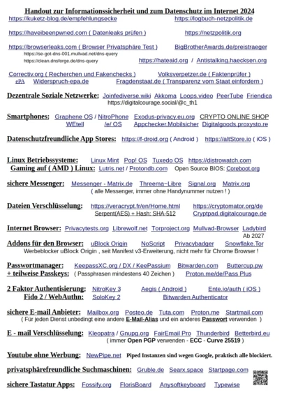 Meine Datenschutz und Privatsphäre Übersicht, für die allgemeine Nutzung.