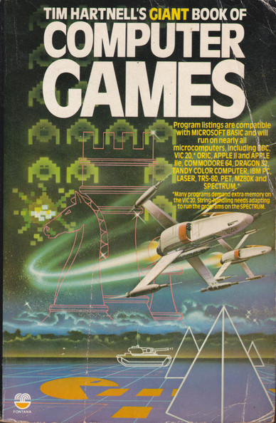 A picture of a book titled "Tim Hartnell's Giant Book of Computer Games" circa 1983