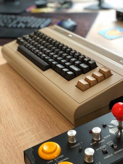 My breadbin C64 with a fantastic joystick. The first home computer in my life ...