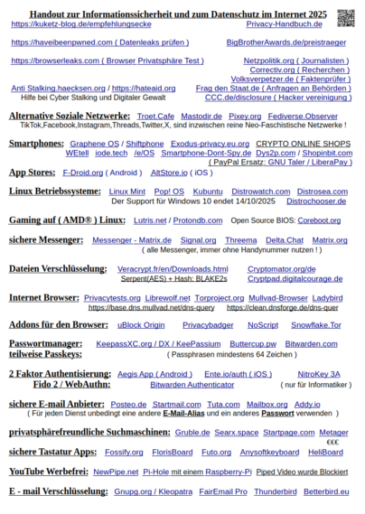 Meine Datenschutz und Privatsphäre Übersicht 2025,  für die Allgemeinheit