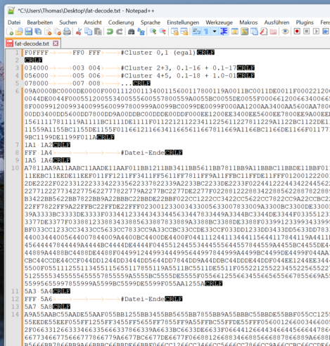 Manually decoding this disk's file allocation tables.