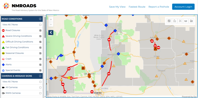 Road closures in New Mexico from 1 April dust storm.

https://www.nmroads.com/default.html?