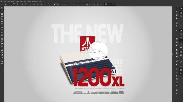 Atari 1200XL retro computers revisited in a series of digital vector lithography