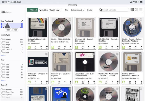 The weekly top downloads from my Internet Archive upload repository.