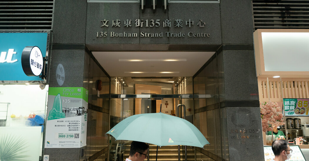 135 Bonham Strand in Hong Kong houses shell companies that ship restricted military technology to Russia, according to an analysis by The New York Times.