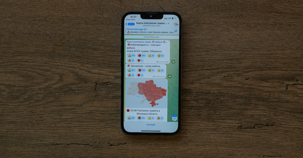 Telegram’s Air Raids Map channel. Roughly 70 percent of Ukrainians use Telegram as a main source of news, according to a recent survey.