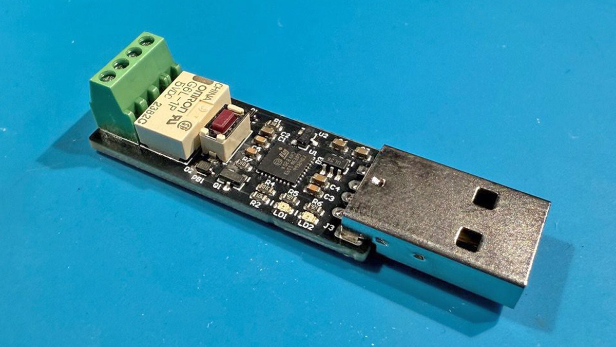 Multifunctional USB controlled PCB on blue background