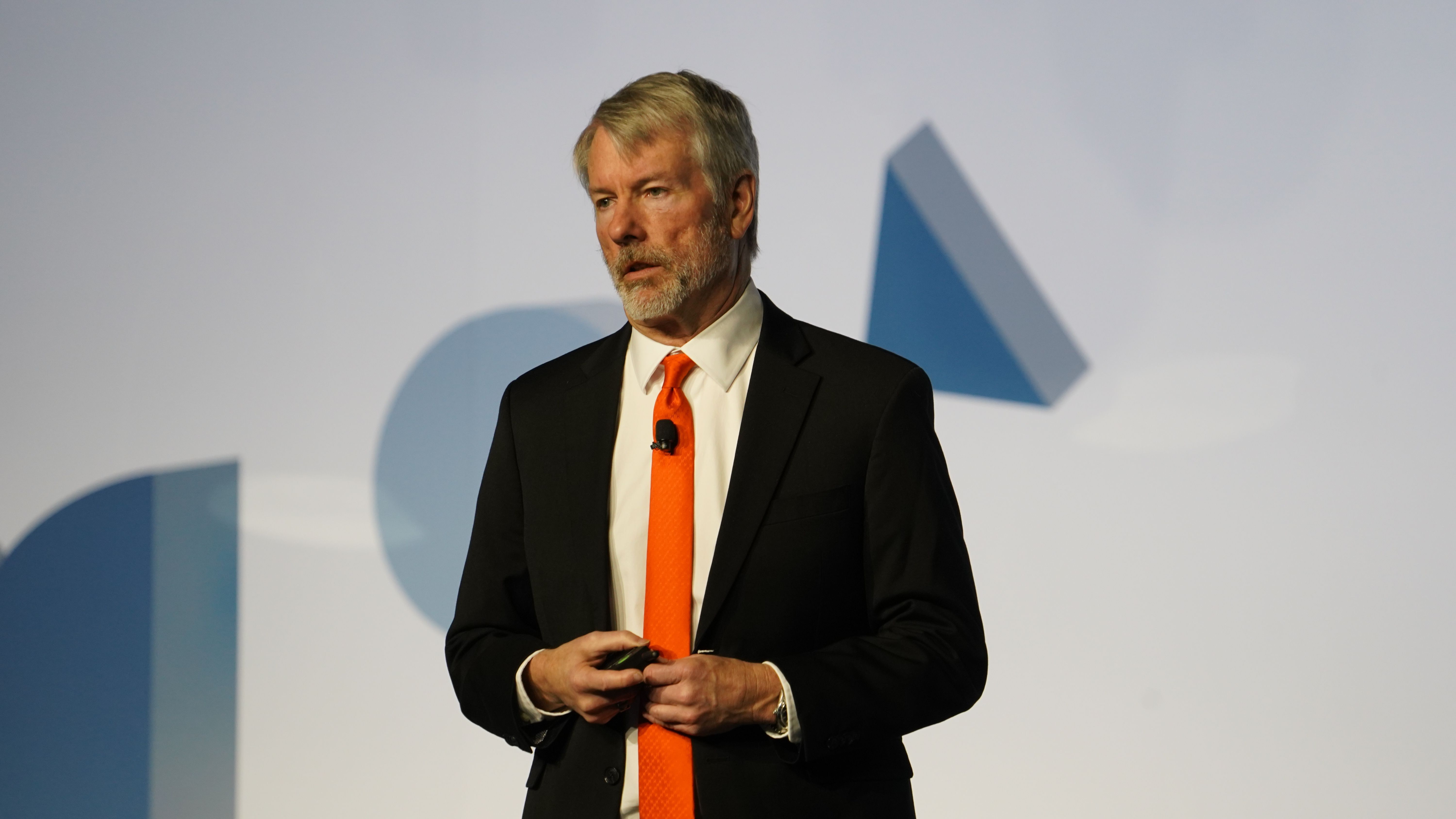 Strategy CEO Michael Saylor at the Digital Asset Summit in New York City on March 20, 2025. (Nikhilesh De)