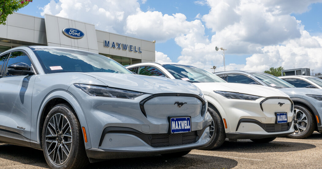 Ford Motor vehicles at a dealership in Austin, Texas. Tariffs imposed by President Trump have been a recurring theme as automakers have reported earnings this month.