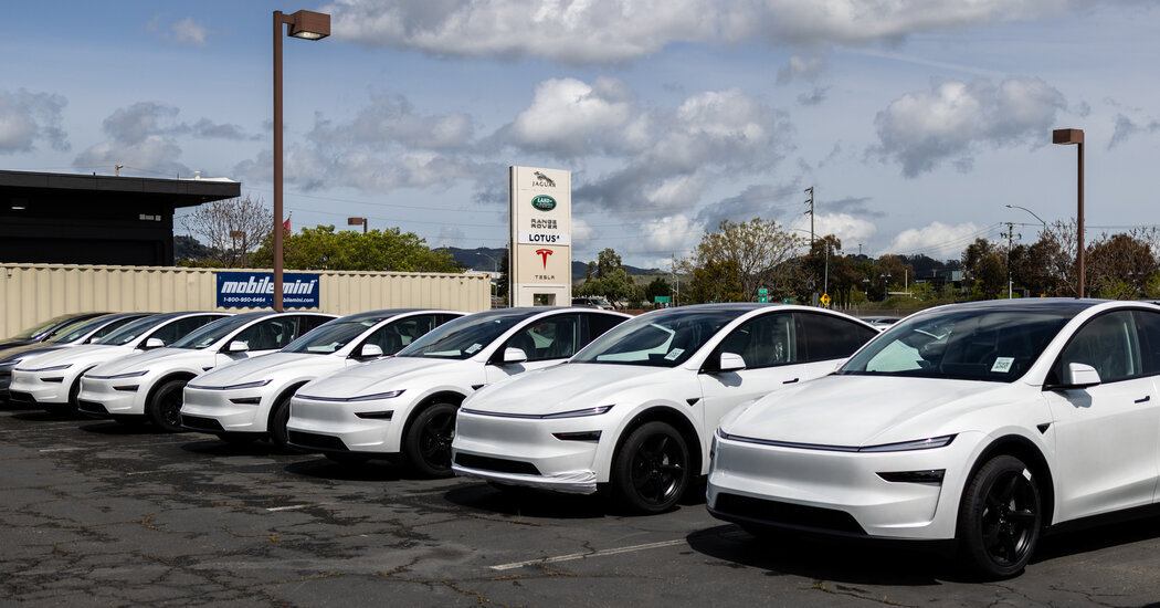 A Tesla dealership in Mill Valley, Calif. Electric vehicle sales are expected to plummet as a result of policy changes made by President Trump and Republicans in Congress who have long opposed subsidies.